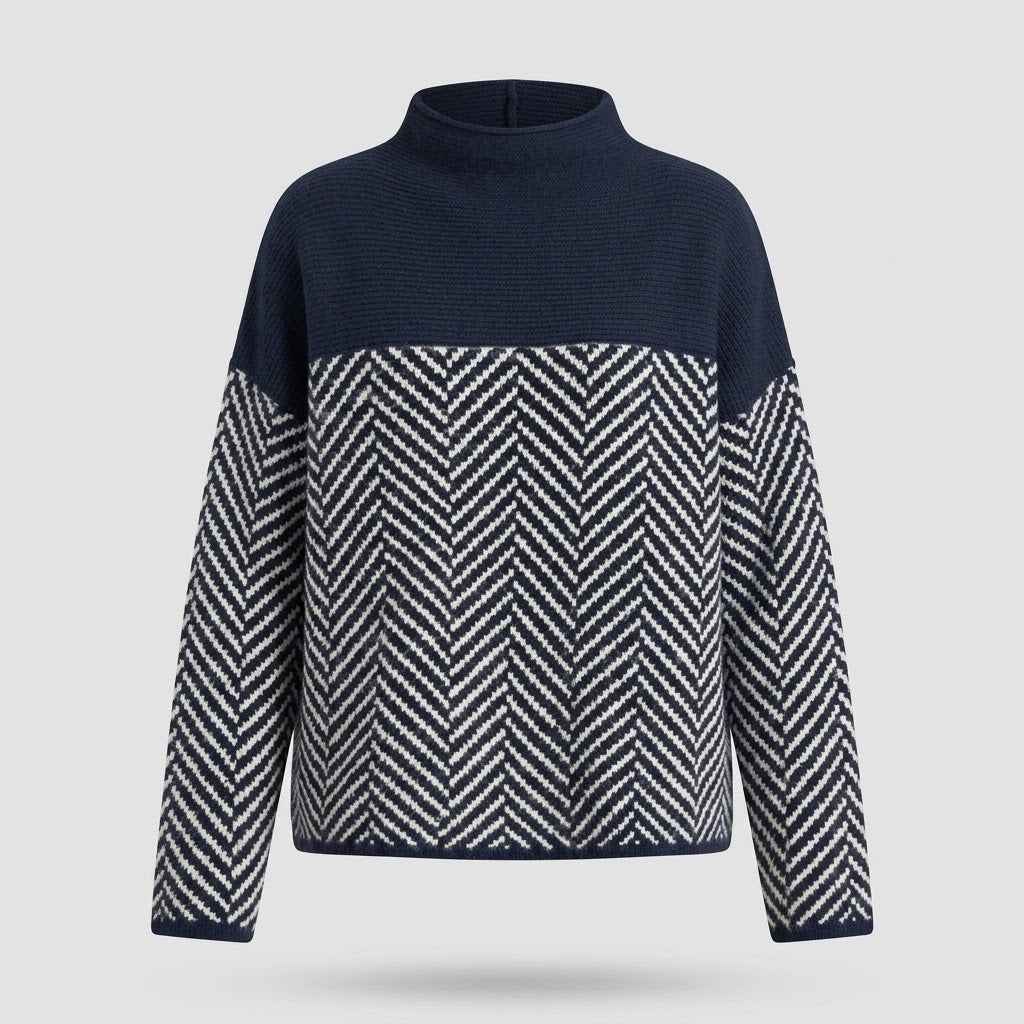 Fashion : Women's Cashmere Turtleneck Sweater - Soft Knit Pullover in Navy Blue van Vanda Liamo