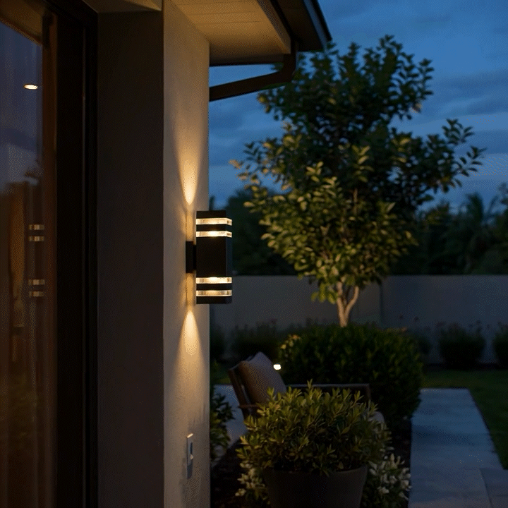 Outdoor Wall Lamp, Black Aluminum, Up/Down Warm LED