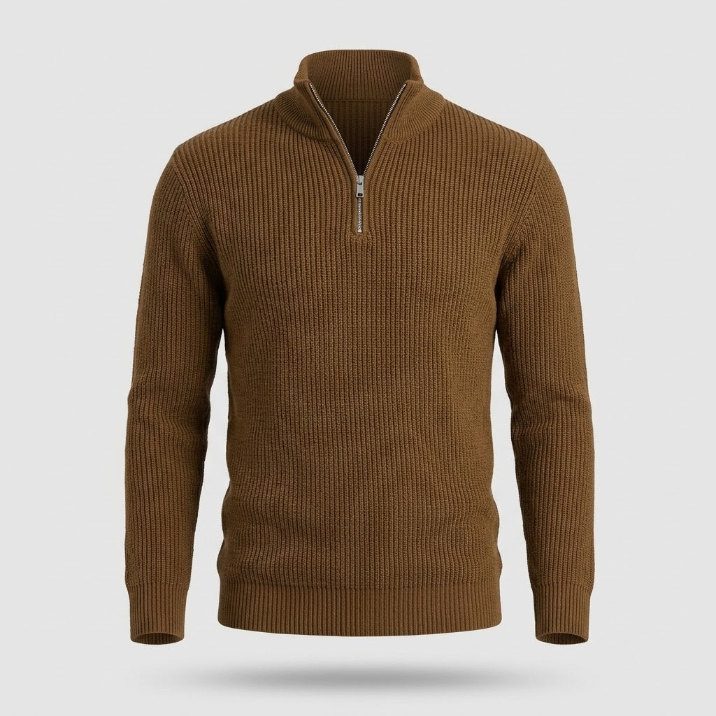 Menswear/Knitwear : Men's Half-Zip Turtleneck Sweater - Warm Knit, Regular Fit in van Vanda Liamo