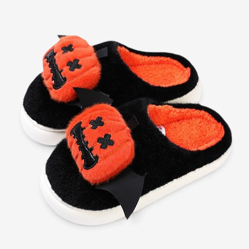 Gifts – Seasonal – Halloween : Halloween Cartoon House Slippers in Black van Vandaliamo