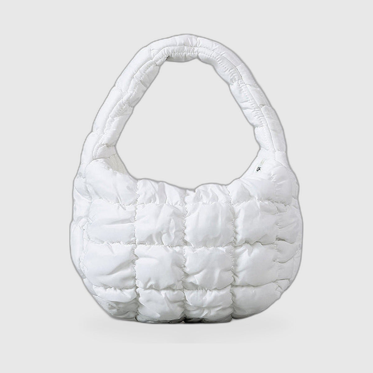Hobo Bag : Puffy Quilted Hobo Bag – Soft Daily Shoulder Bag in White van Vanda Liamo