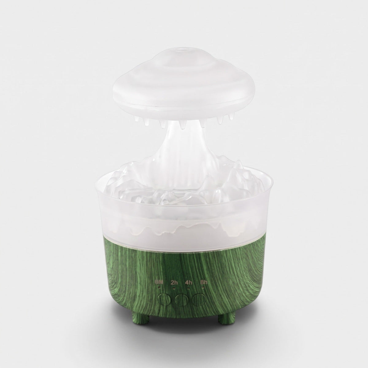 Humidifier Night Light : Rain Cloud Humidifier Lamp – LED Light with Raindrop Sound in Wood Grain Green van Vandaliamo