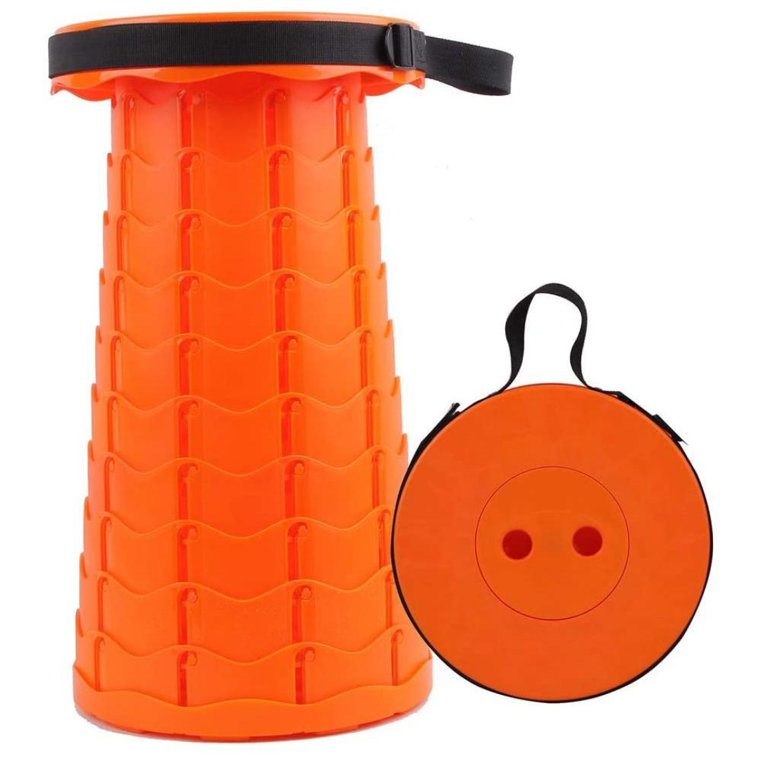house & garden : Foldable stool with 4 seat heights in Solid colors Orange van Vandaliamo