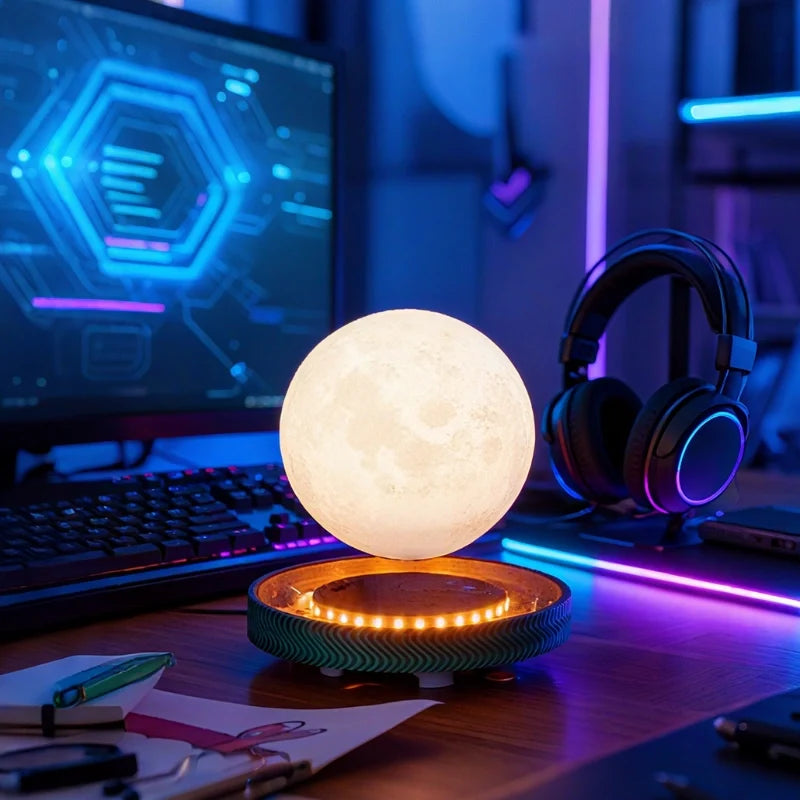 EtherealOrbit Levitating Lamp – Magnetic Floating Moon & Saturn Light