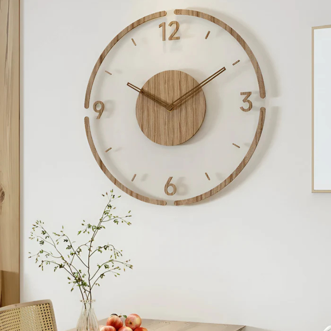 Wall Clock : Stylish Modern Wall Clock 30cm – Acrylic & Wood, Silent Movement in A van Vanda Liamo