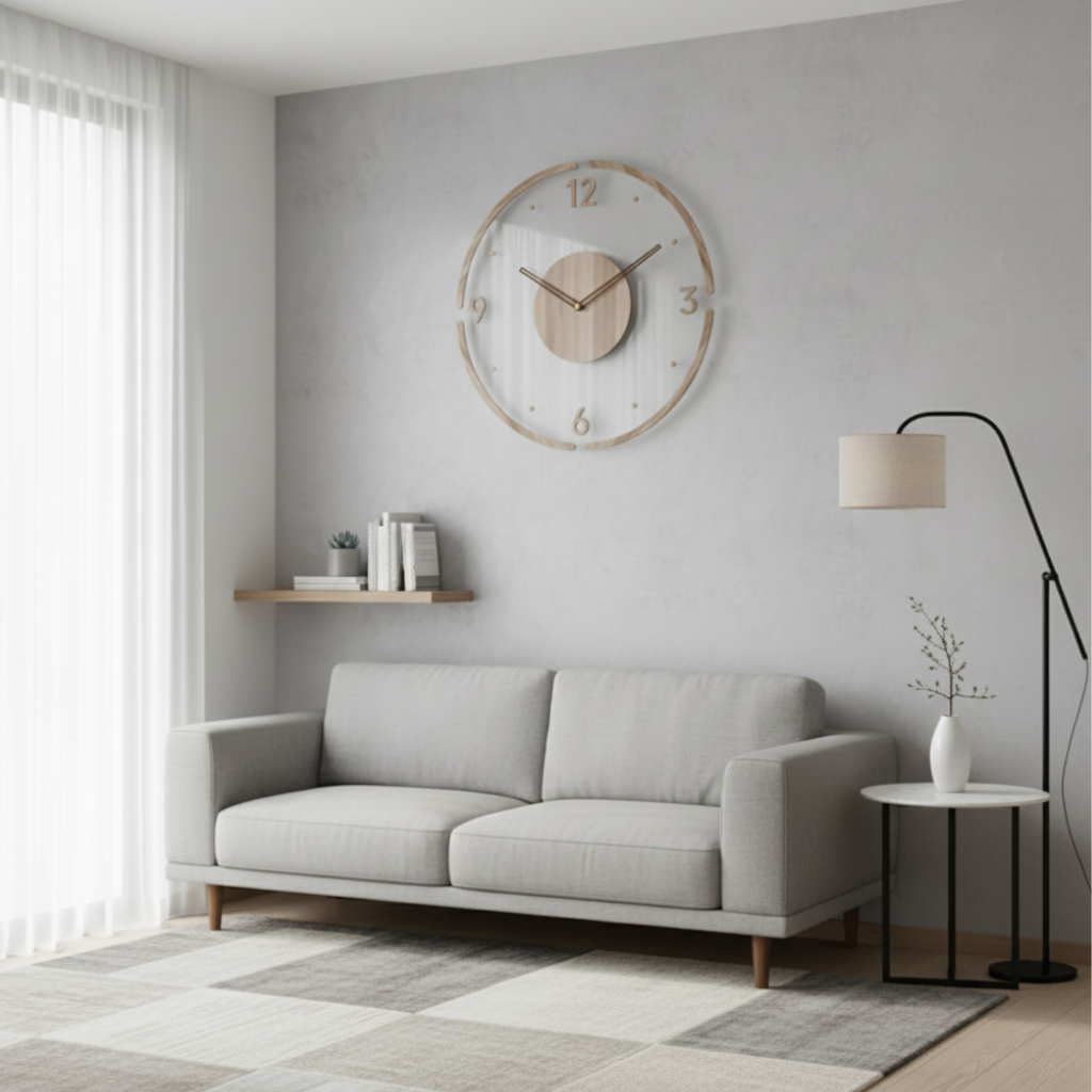 Home Decor : Silent Design Wall Clock - Acrylic & Wood in van Vandaliamo