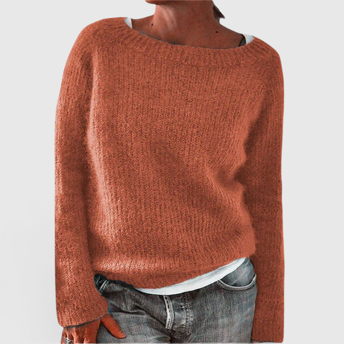 Women's Relaxed Fit Knit Sweater - Casual Pullover
