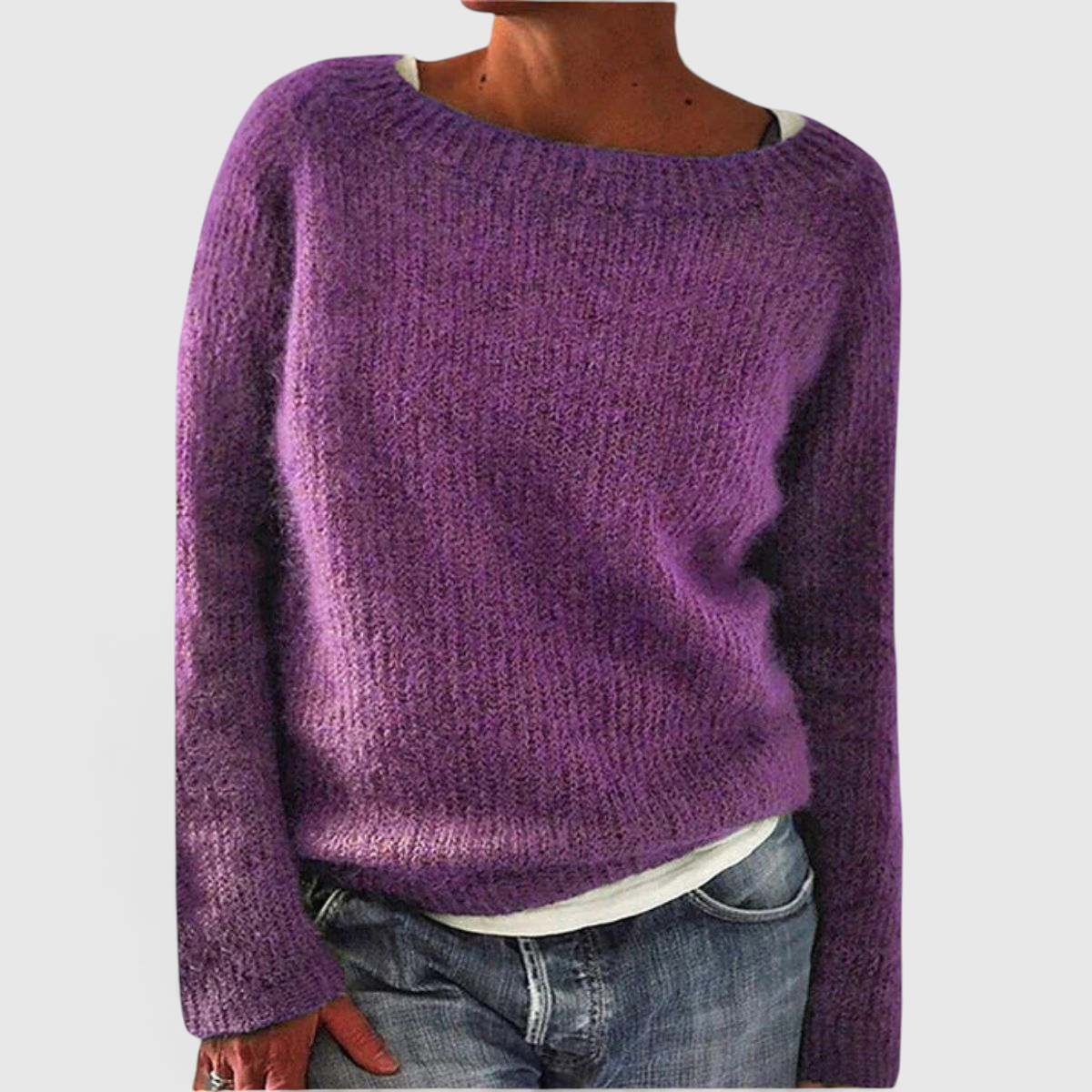 Women's Relaxed Fit Knit Sweater - Casual Pullover
