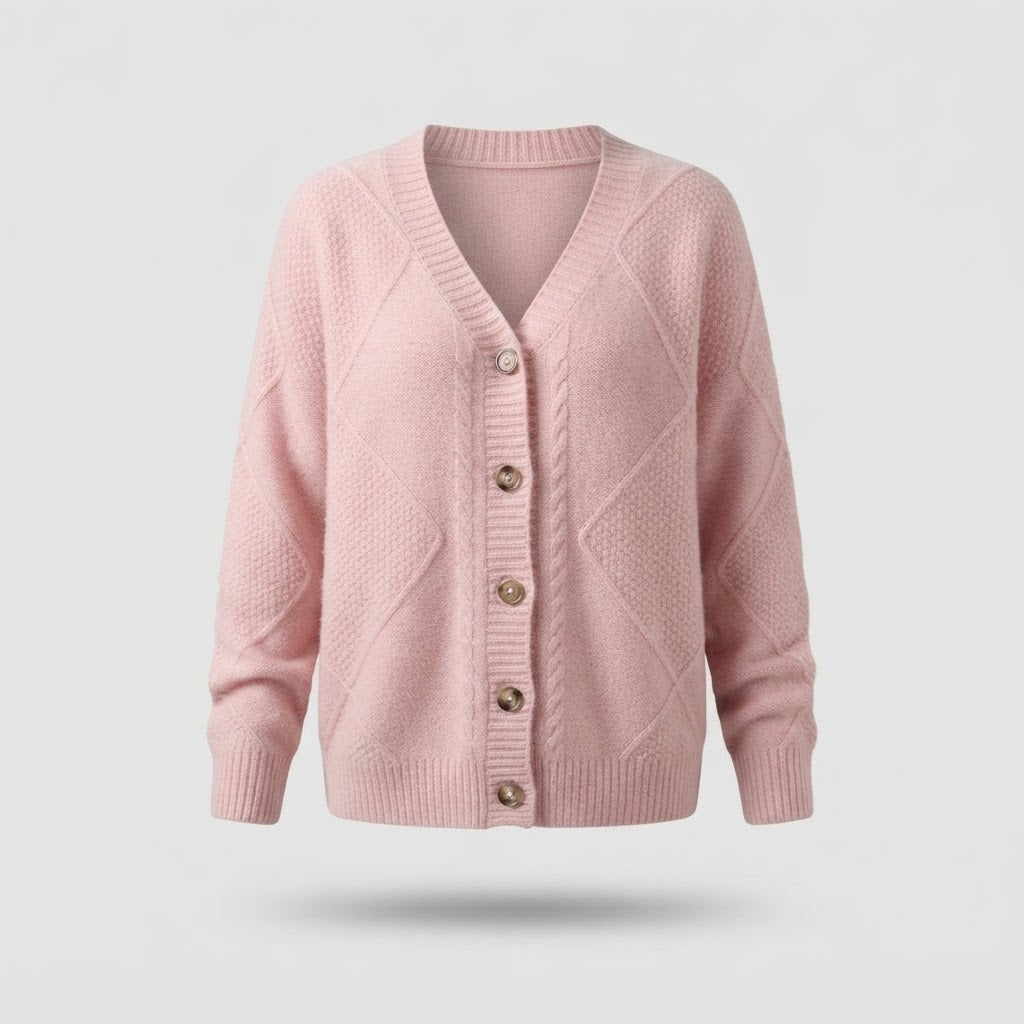 Knitwear : Women's Knitted Vest - Textured Pattern with V-Neck in van Vanda Liamo