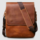 Compact Crazy Horse Leather Vintage Shoulder Bag