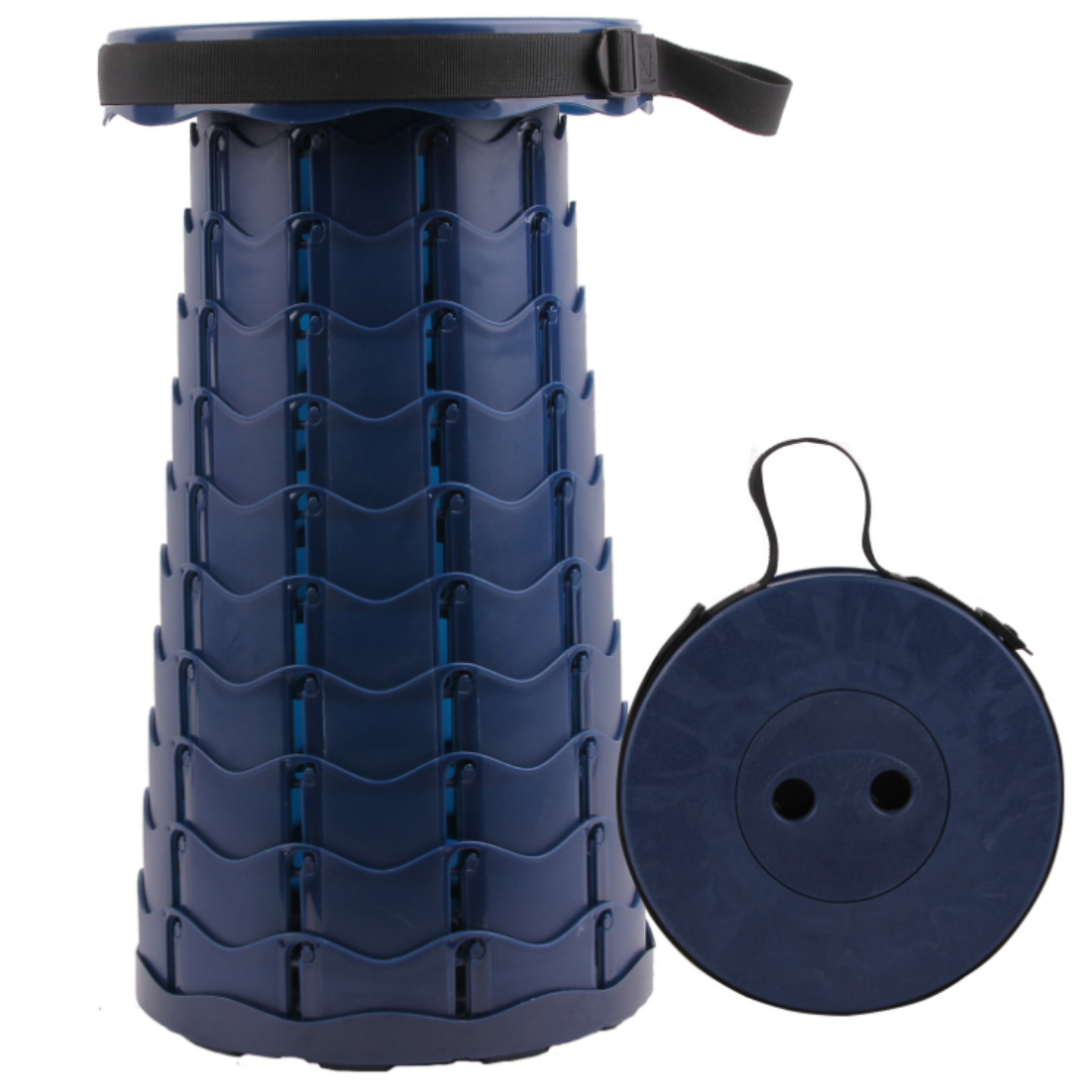 house & garden : Foldable stool with 4 seat heights in Solid colors Navy van Vandaliamo