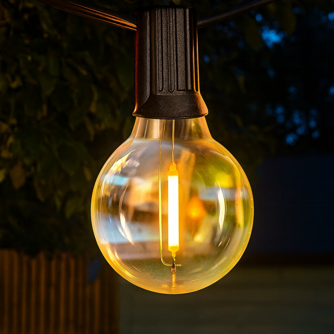 USB Terrace String Lights – Waterproof Warm White Patio Decor