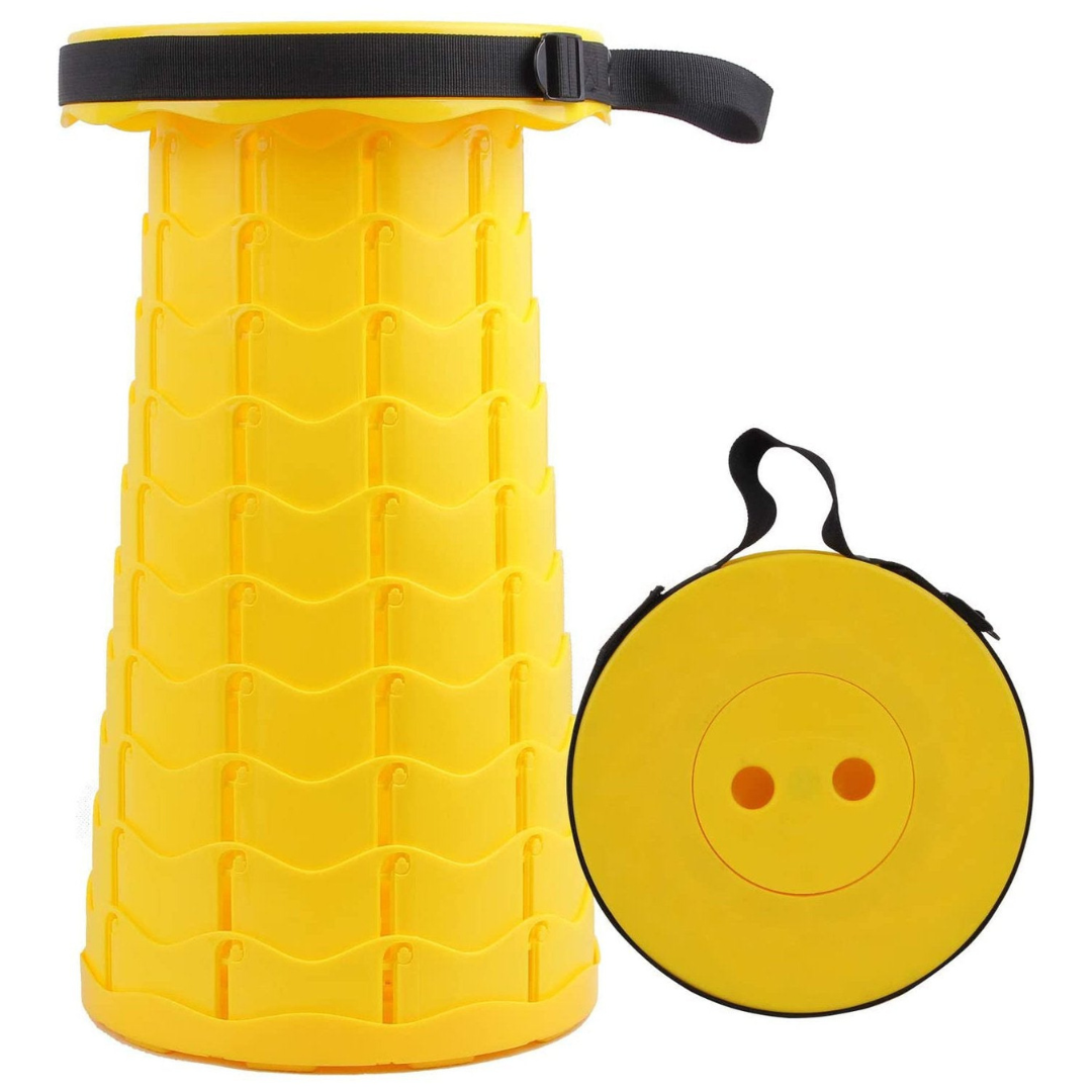 house & garden : Foldable stool with 4 seat heights in Solid colors Yellow van Vandaliamo