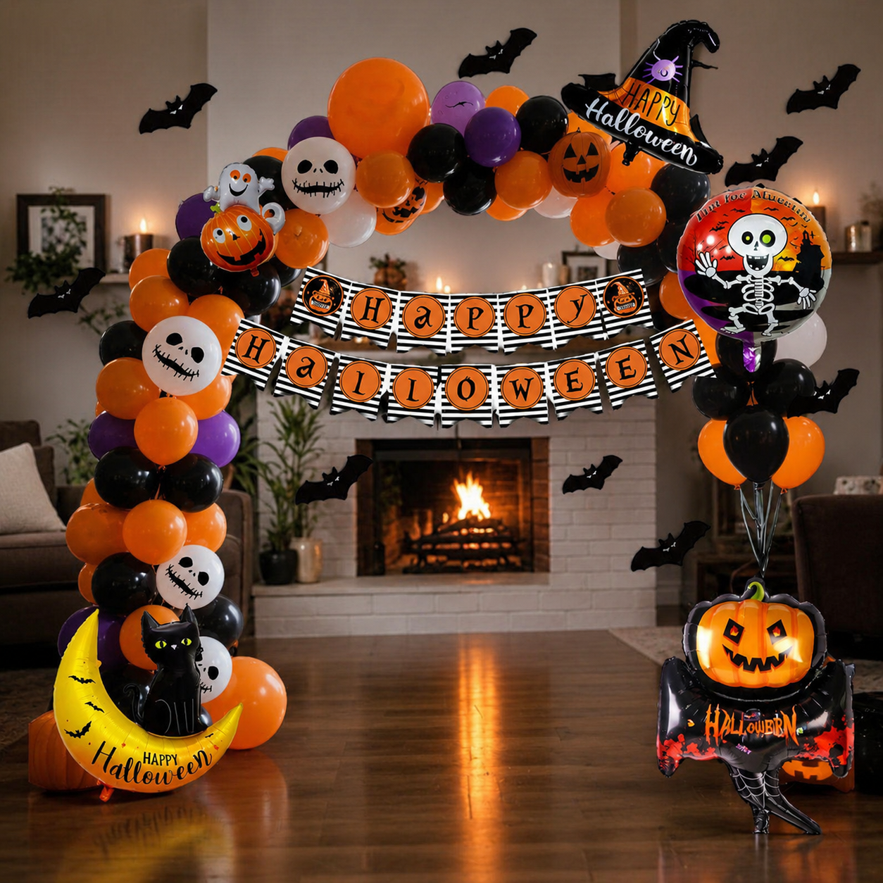 Gifts – Seasonal – Halloween : Halloween Pumpkin Print Balloon Decoration Set in van Vandaliamo