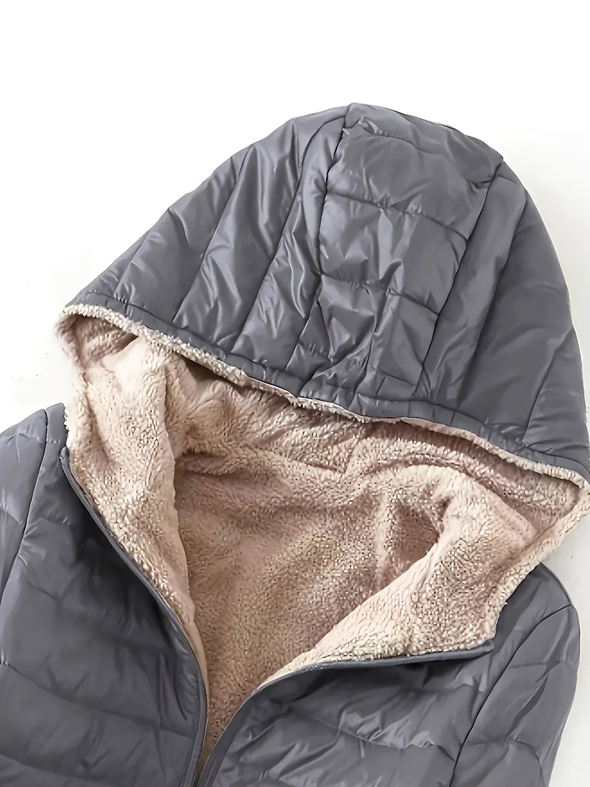 Women's Mid-Length Hooded Fleece-Lined Jacket