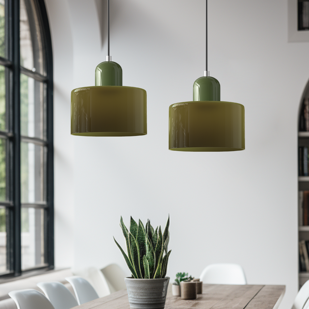 Coloured Glass Bauhaus Pendant Light – Retro Statement Piece
