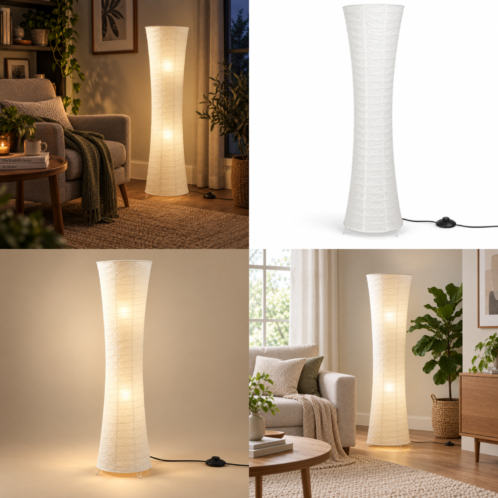 Sculptural LED Floor Lamp – Warm Living Room Ambience