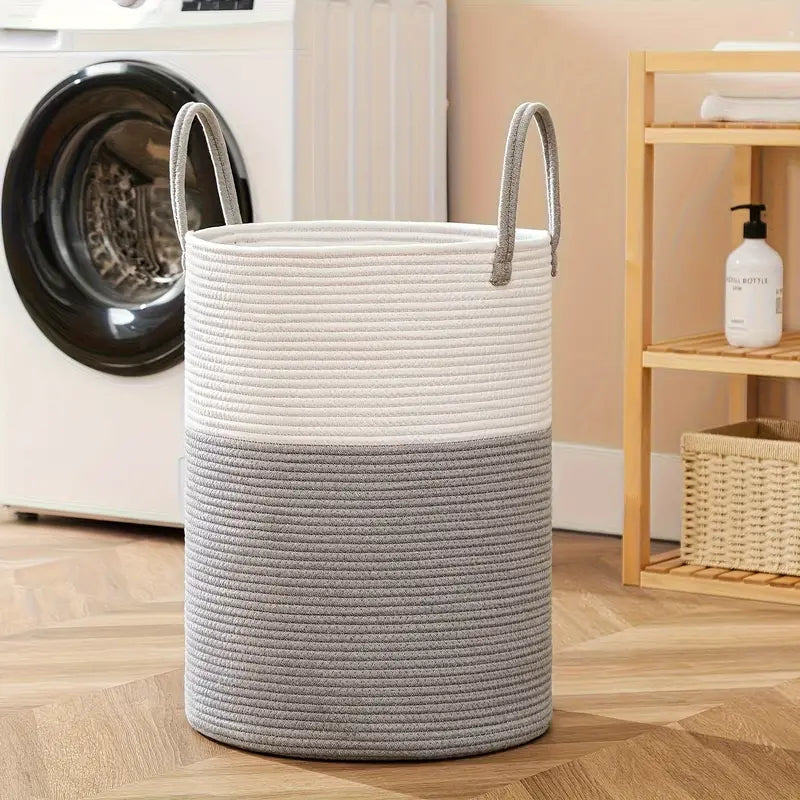 Basket : Large-Capacity Woven Cotton Laundry Basket in van Vandaliamo