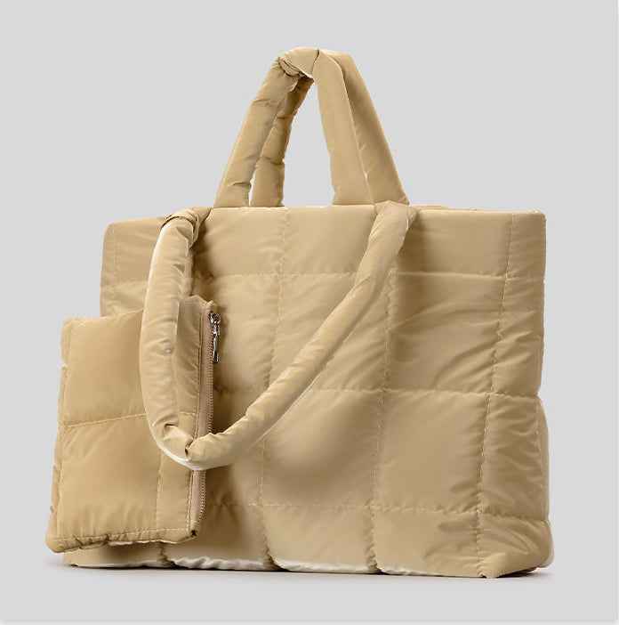 Puffer Tote Bag : Padded Puffer Tote Bag – Quilted Glossy Everyday Carryall in van Vanda Liamo