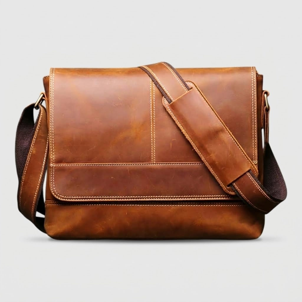 Timeless Durable Leather Messenger Shoulder Bag