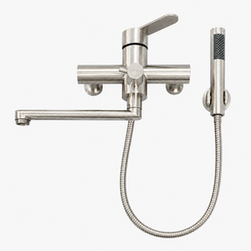 Robinet de cuisine : Wall-Mounted Kitchen Faucet with Hand Shower in Silver van Vandaliamo