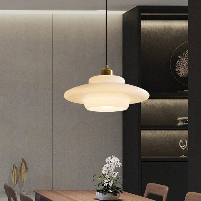 Calistre - Mid-Century Milky Glass Pendant Light