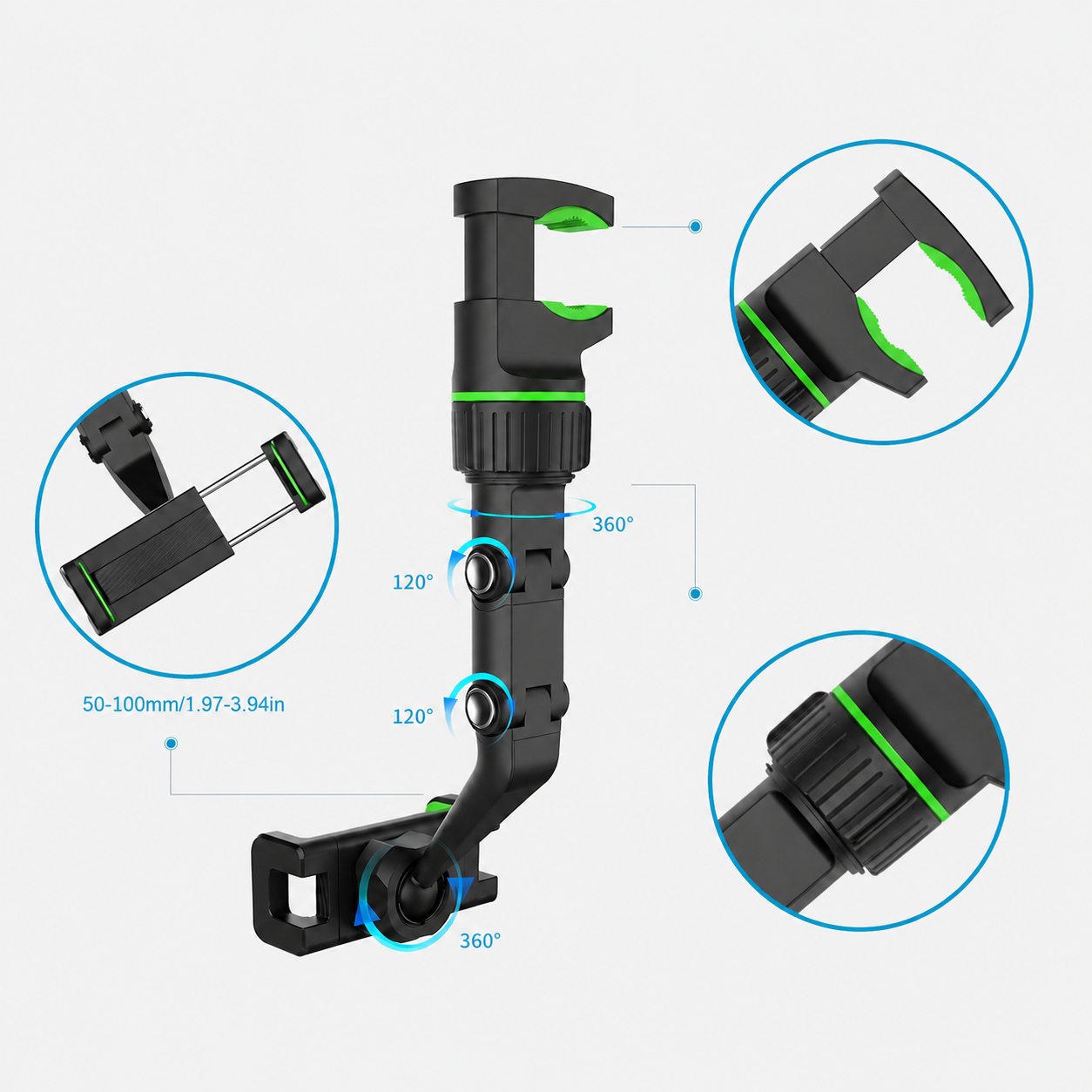 Universal Rearview Mirror Phone Mount