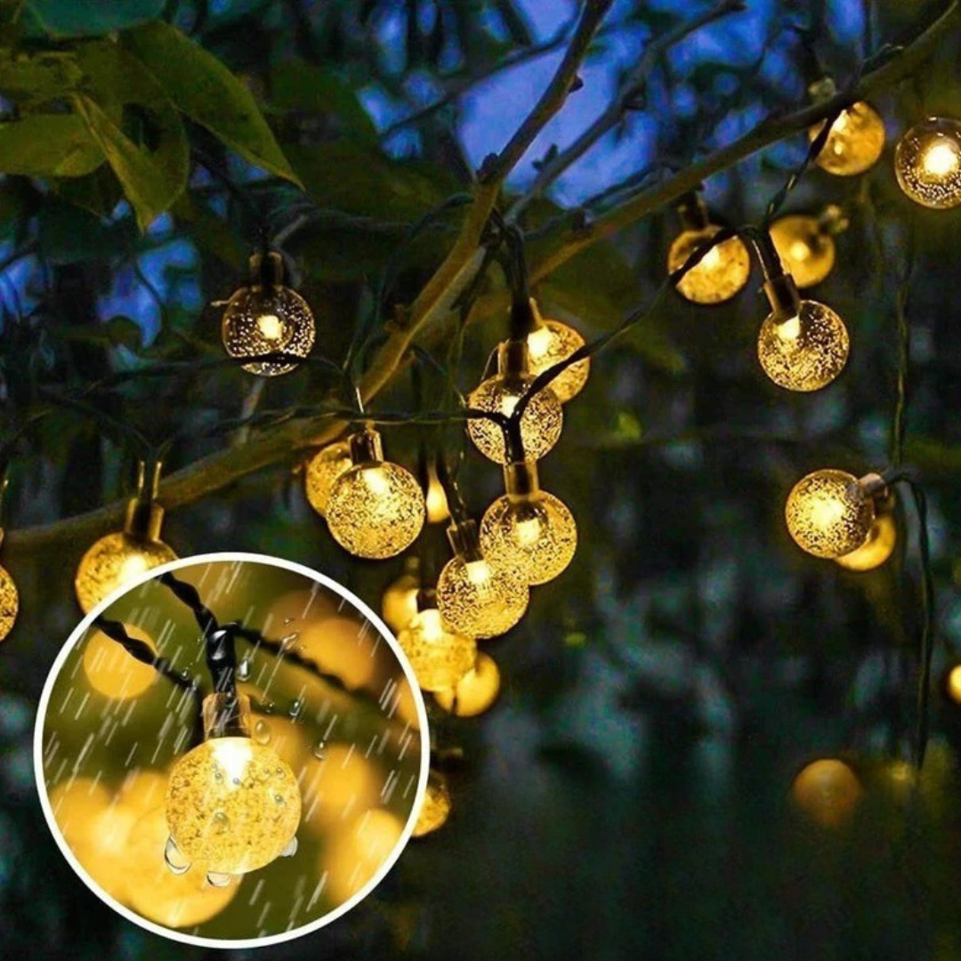 Solar Crystal Ball String Lights – Outdoor Festive Garden Decor