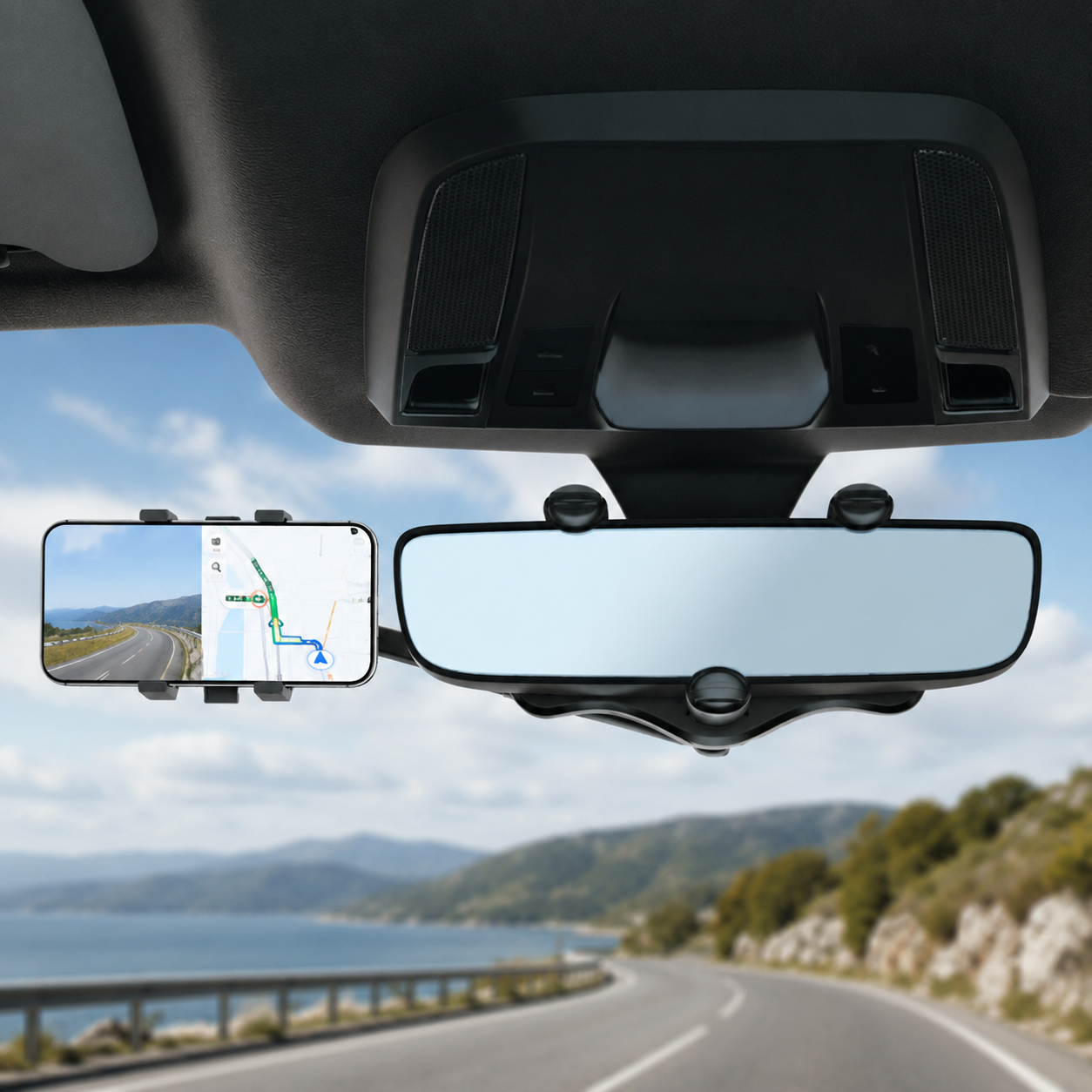 Universal Rearview Mirror Hands-Free Phone Holder