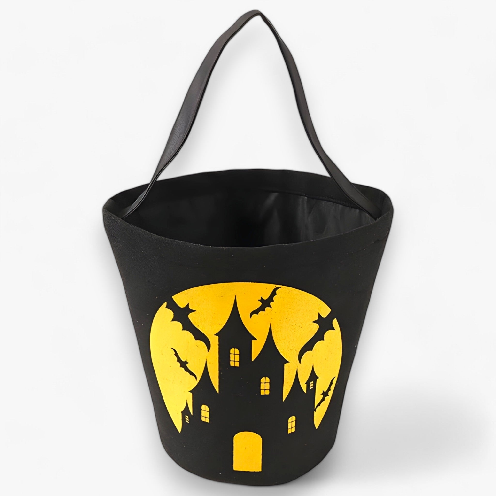 bags : Pumpkin Candy Basket - Leuke Mand voor Halloween-Feestjes en Cadeaus - Zwart in Zwart Geel van Pantino