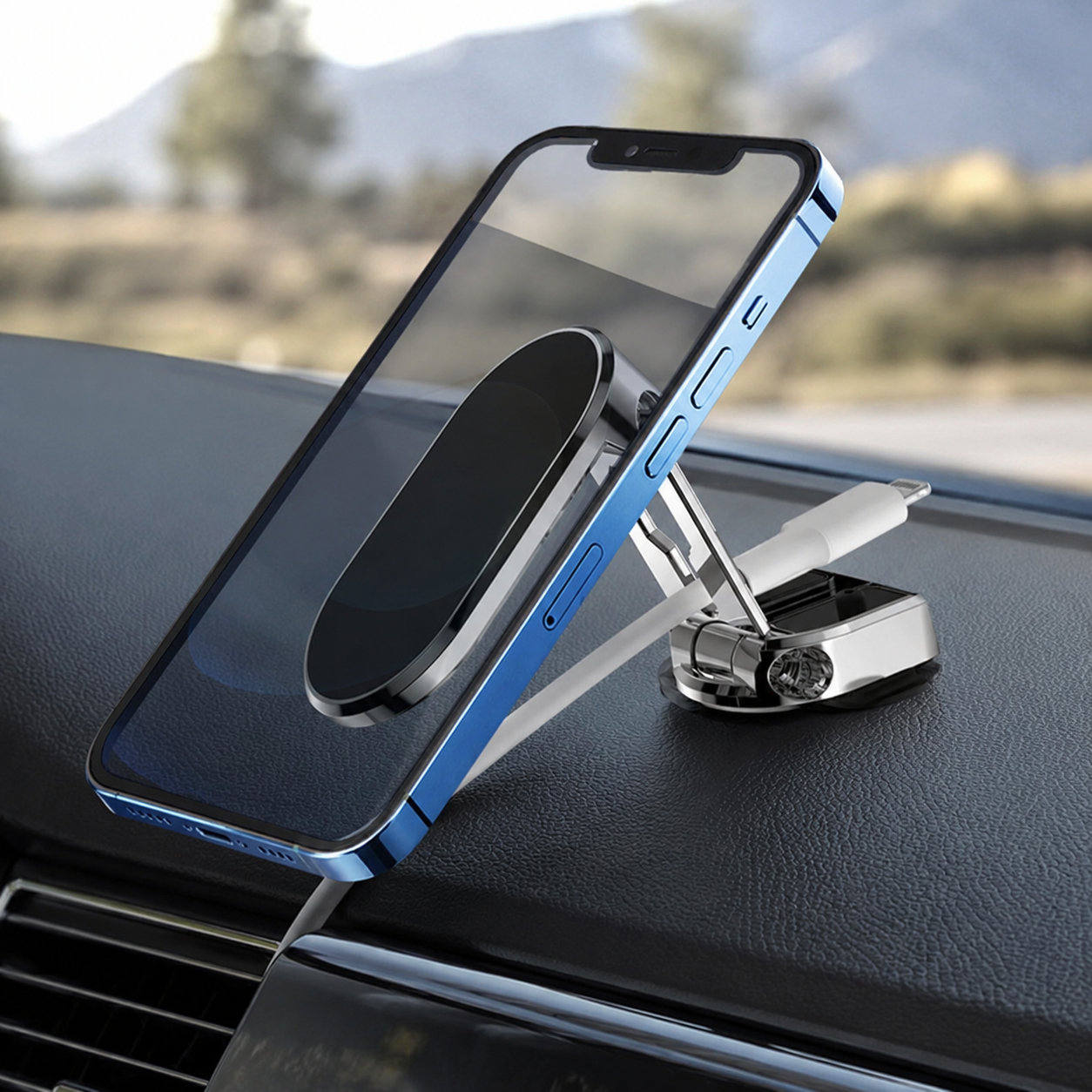 Folding Magnetic Alloy Car Phone Holder