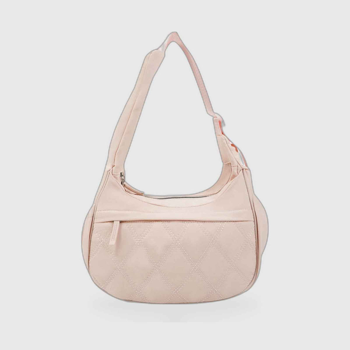 Hobo Bag : Quilted Crescent Hobo Bag – Diamond-Stitch Shoulder Bag in Pink van Vanda Liamo