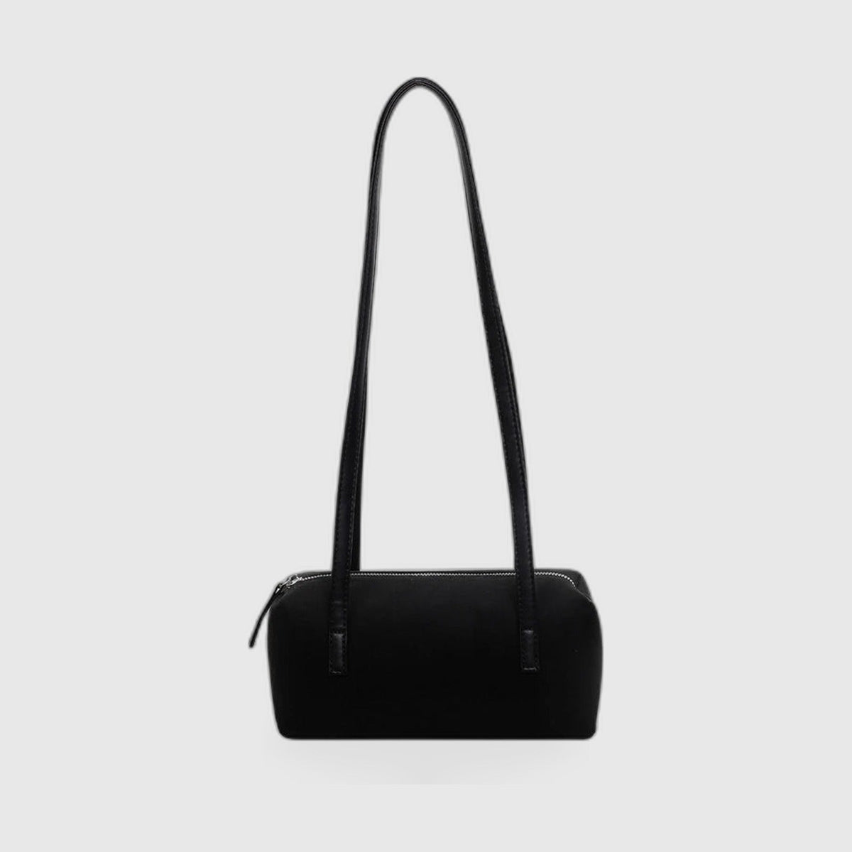Shoulder Bag : Compact Barrel Underarm Bag – Small Zip Shoulder Tote in Black van Vanda Liamo