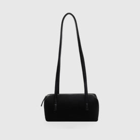 Shoulder Bag : Compact Barrel Underarm Bag – Small Zip Shoulder Tote in Black van Vanda Liamo