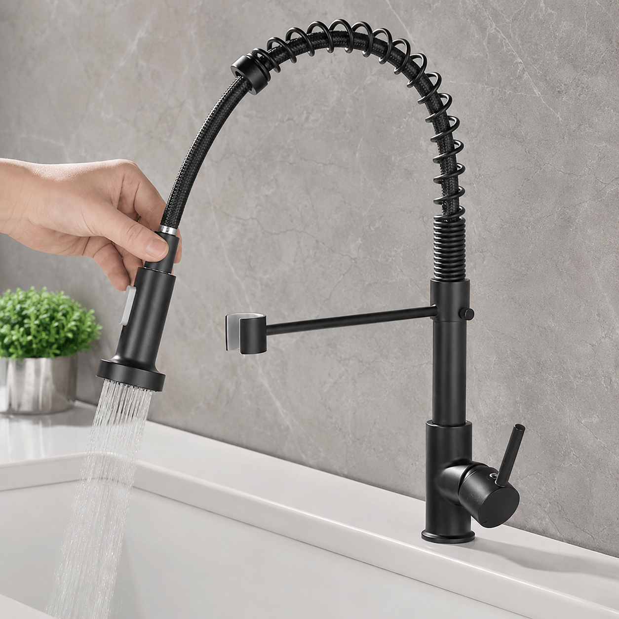 Pull-Down Commercial Spring Kitchen Faucet