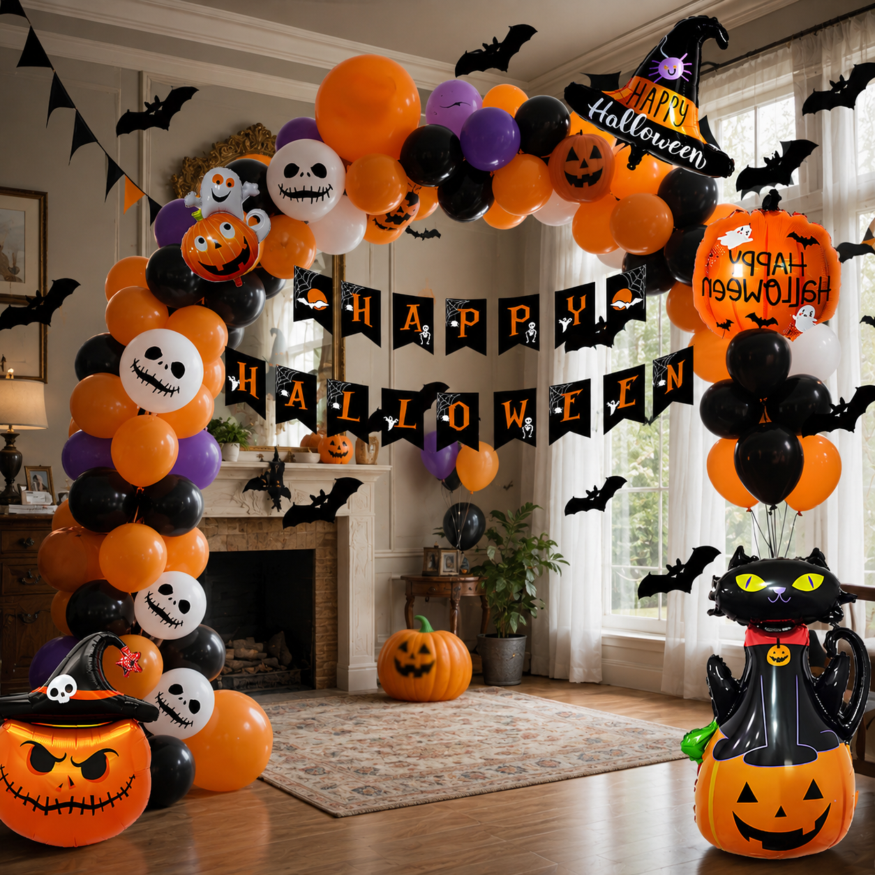 Gifts – Seasonal – Halloween : Halloween Pumpkin Print Balloon Decoration Set in van Vandaliamo