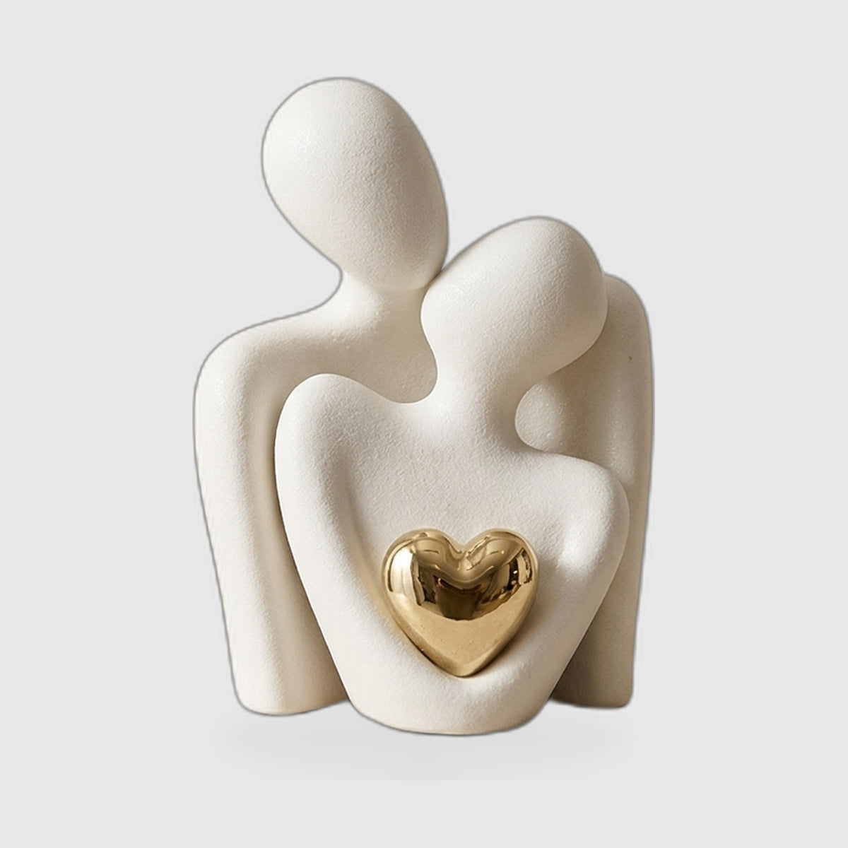 Couple Hugging Figurine – Modern Sculpture with Heart Detail