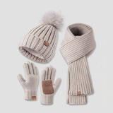 3-in-1 Winter Set - Knit Hat, Scarf, and Touchscreen Gloves