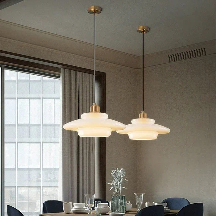Calistre - Mid-Century Milky Glass Pendant Light