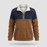 Women's Sweater - Half-Zip with Sherpa Collar, Cognac