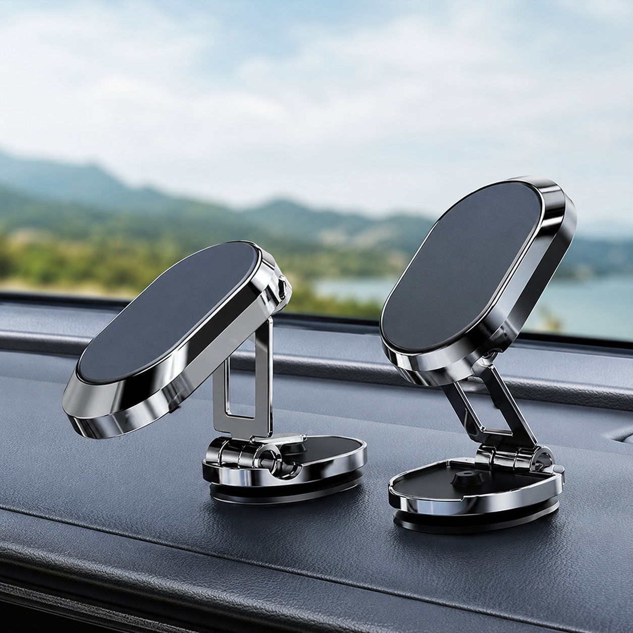 Folding Magnetic Alloy Car Phone Holder