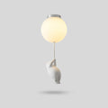 Minimalist Metal Ceiling Light with Bear Figurine