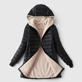 Women's Mid-Length Hooded Fleece-Lined Jacket