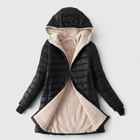 Women's Mid-Length Hooded Fleece-Lined Jacket