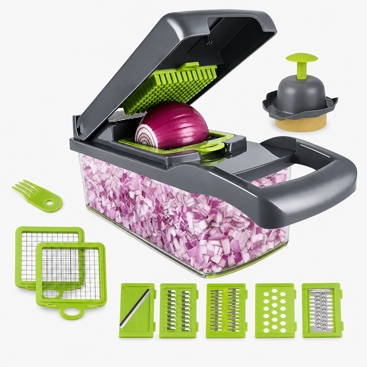 house & garden : Versatile vegetable slicer for easy preparation in 16 in 1 grey van Vandaliamo