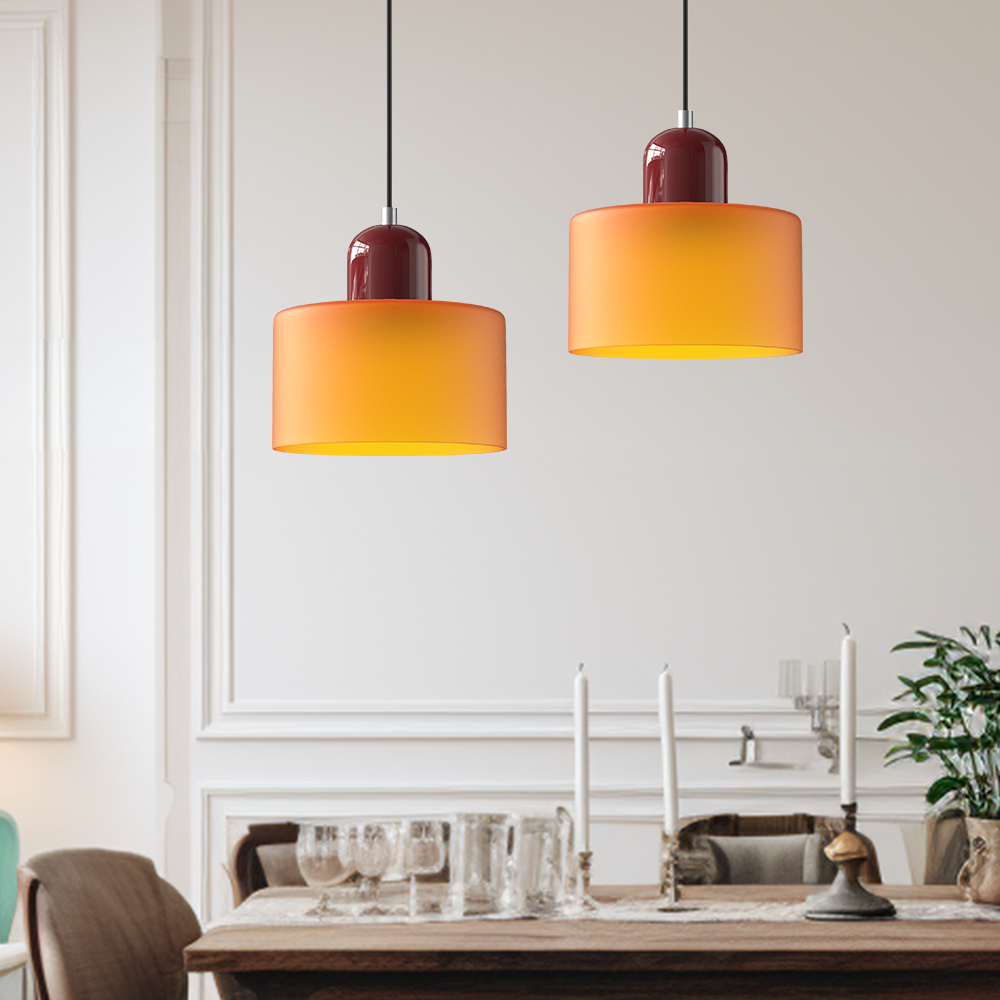 Coloured Glass Bauhaus Pendant Light – Retro Statement Piece