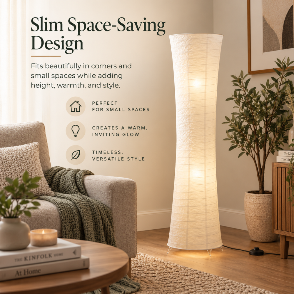 Sculptural LED Floor Lamp – Warm Living Room Ambience