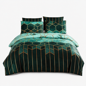 house & garden : Comfort Blanket 'Geometric Pattern' refreshing and breathable in Green van Vandaliamo