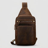 Men's Genuine Cowhide Leather Tablet Satchel Bag