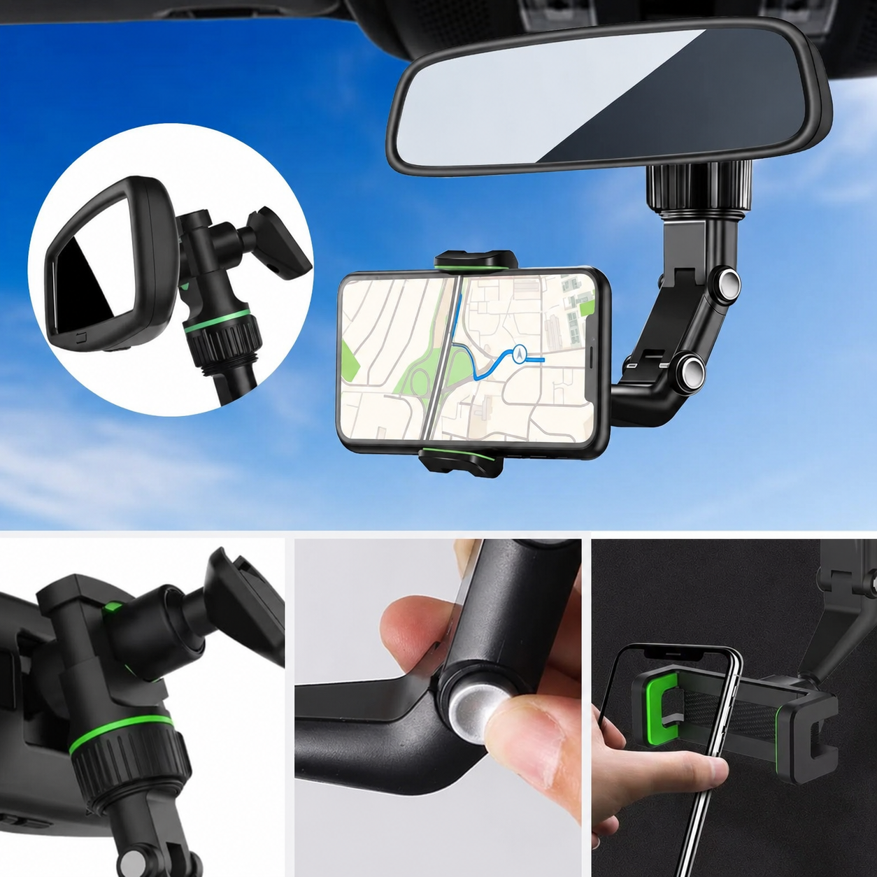 Universal Rearview Mirror Phone Mount